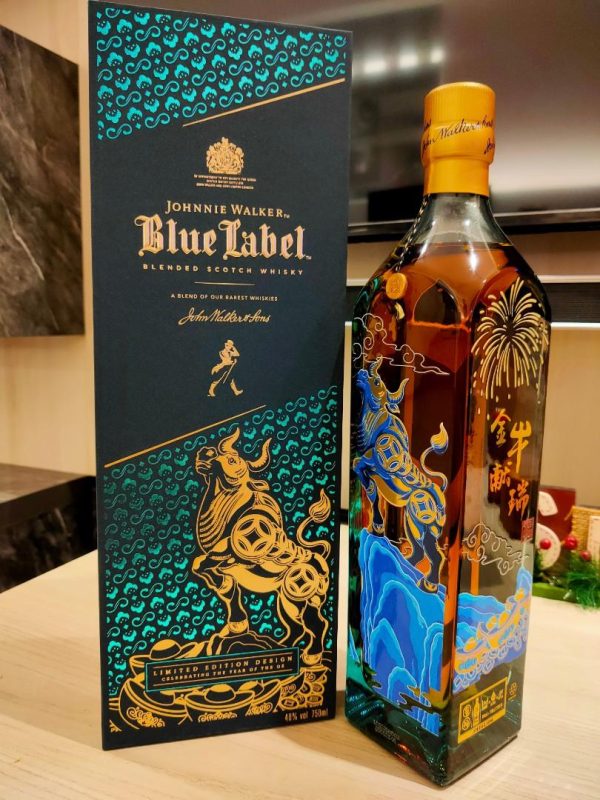 Johnnie Walker Blue Label Year of the Ox Limited Edition, high west whiskey, black label whiskey, blue label whiskey.