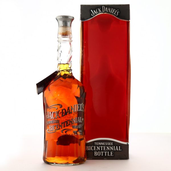 Jack Daniels Bicentennial Tennessee Whiskey. This 750ml Bicentennial bottle, which included a numbered hang tag, was filled with 96 proof